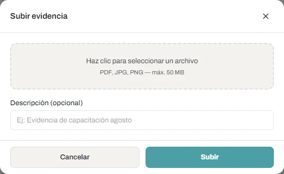 Subir evidencia de una tarea